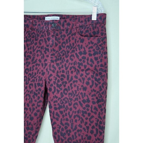 Social Standard by Sanctuary Ankle Pants Womens 12 Red Cheetah Print Skinny FIt - Picture 6 of 15